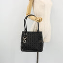 Salvatore Ferragamo Gancini Tote Bag Leather Black Silver Auth 176582-23