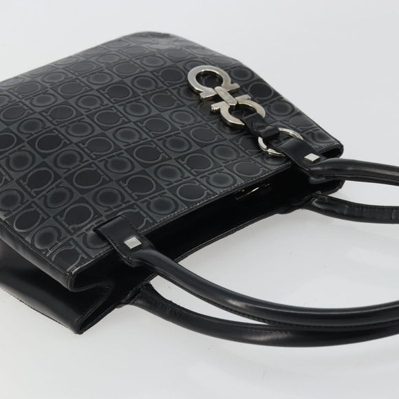 Salvatore Ferragamo Gancini Tote Bag Leather Black Silver Auth 176582