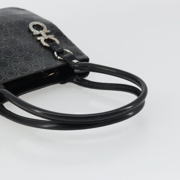 Salvatore Ferragamo Gancini Tote Bag Leather Black Silver Auth 176582