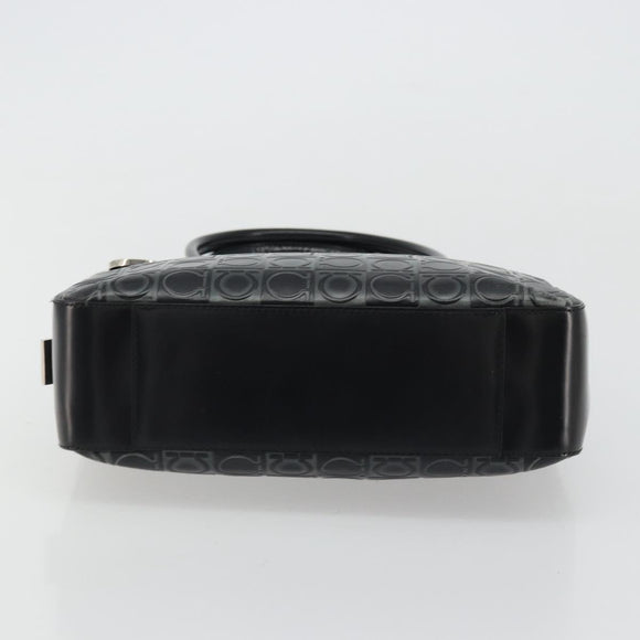 Salvatore Ferragamo Gancini Tote Bag Leather Black Silver Auth 176582