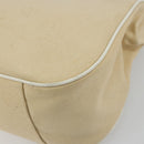 PRADA Schultertasche Canvas Beige Silber Auth 176585-15