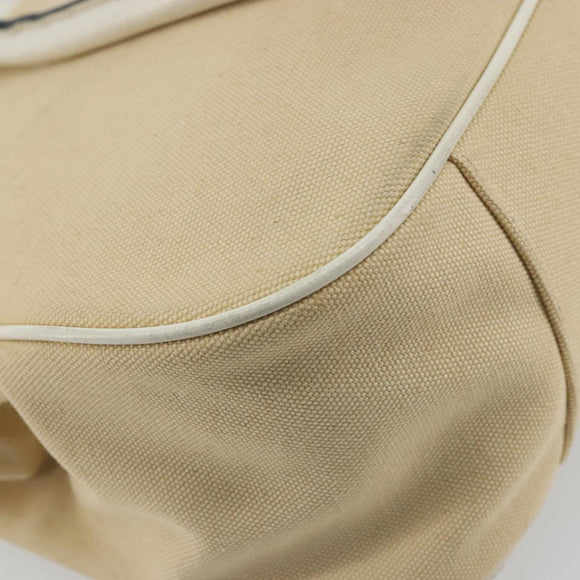 PRADA Schultertasche Canvas Beige Silber Auth 176585