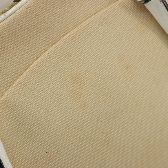 PRADA Schultertasche Canvas Beige Silber Auth 176585