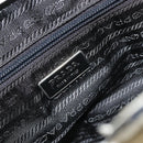 PRADA Schultertasche Canvas Beige Silber Auth 176585-20
