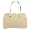 PRADA Schultertasche Canvas Beige Silber Auth 176585-13