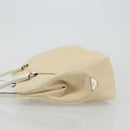 PRADA Schultertasche Canvas Beige Silber Auth 176585-4