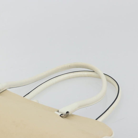 PRADA Schultertasche Canvas Beige Silber Auth 176585