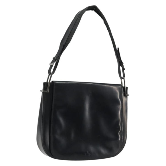 GUCCI Shoulder Bag Leather Black Silver 001 3195 Auth 176586