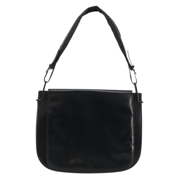 GUCCI Shoulder Bag Leather Black Silver 001 3195 Auth 176586