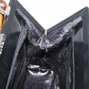 GUCCI Bamboo Hand Bag Enamel Black Silver 000 781 0295 Auth 176588-10