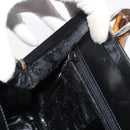 GUCCI Bamboo Hand Bag Enamel Black Silver 000 781 0295 Auth 176588-20