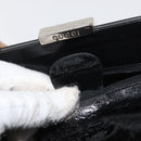 GUCCI Bamboo Hand Bag Enamel Black Silver 000 781 0295 Auth 176588-12