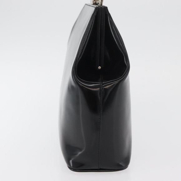 GUCCI Bamboo Hand Bag Enamel Black Silver 000 781 0295 Auth 176588