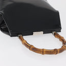GUCCI Bamboo Hand Bag Enamel Black Silver 000 781 0295 Auth 176588-6