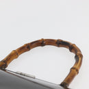 GUCCI Bamboo Hand Bag Enamel Black Silver 000 781 0295 Auth 176588-14