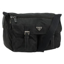 PRADA Shoulder Bag Nylon Black Silver Auth 176591-1