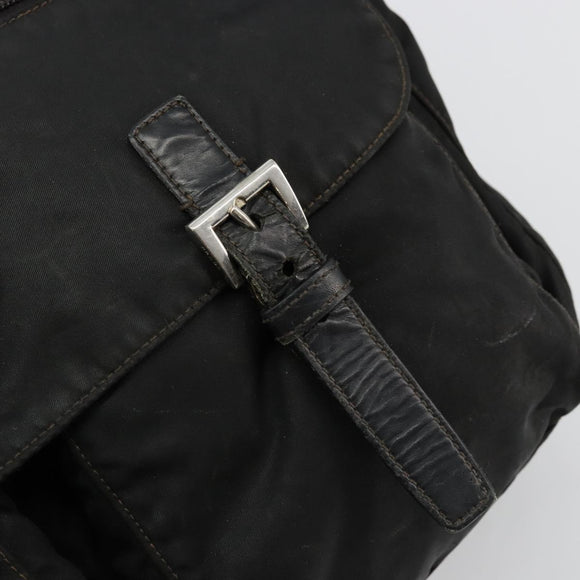 PRADA Shoulder Bag Nylon Black Silver Auth 176591