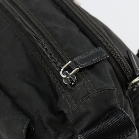 PRADA Shoulder Bag Nylon Black Silver Auth 176591