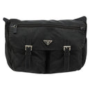 PRADA Shoulder Bag Nylon Black Silver Auth 176591-13