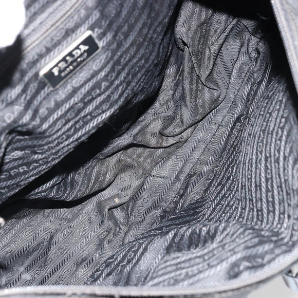PRADA Shoulder Bag Nylon Black Silver Auth 176591