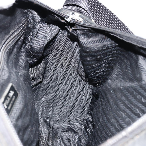 PRADA Shoulder Bag Nylon Black Silver Auth 176591