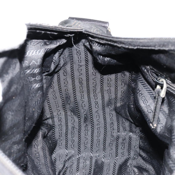 PRADA Shoulder Bag Nylon Black Silver Auth 176591