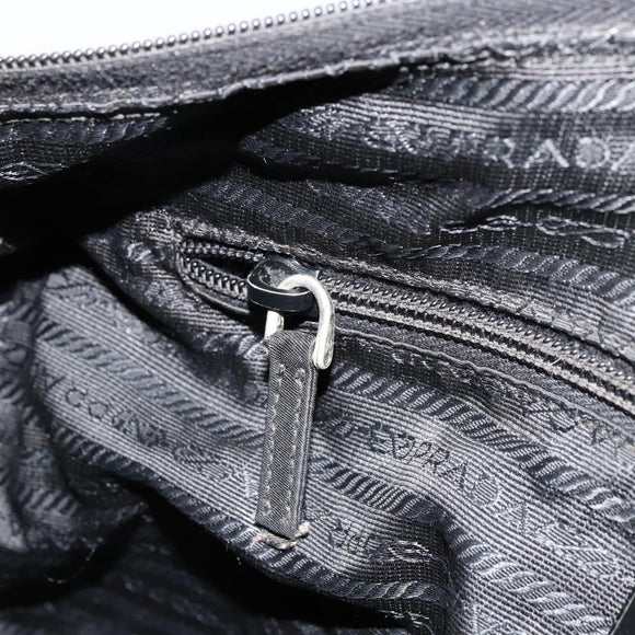 PRADA Shoulder Bag Nylon Black Silver Auth 176591