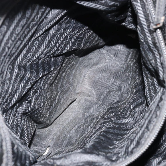 PRADA Shoulder Bag Nylon Black Silver Auth 176591
