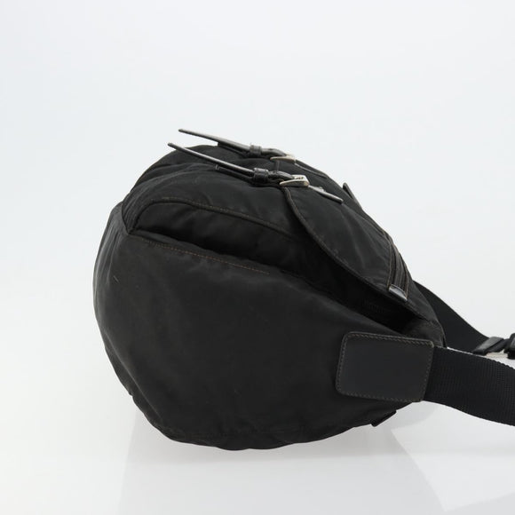 PRADA Shoulder Bag Nylon Black Silver Auth 176591