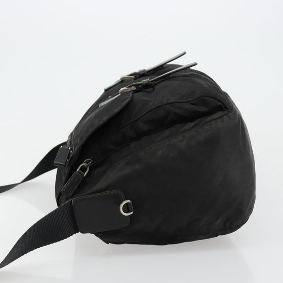 PRADA Shoulder Bag Nylon Black Silver Auth 176591