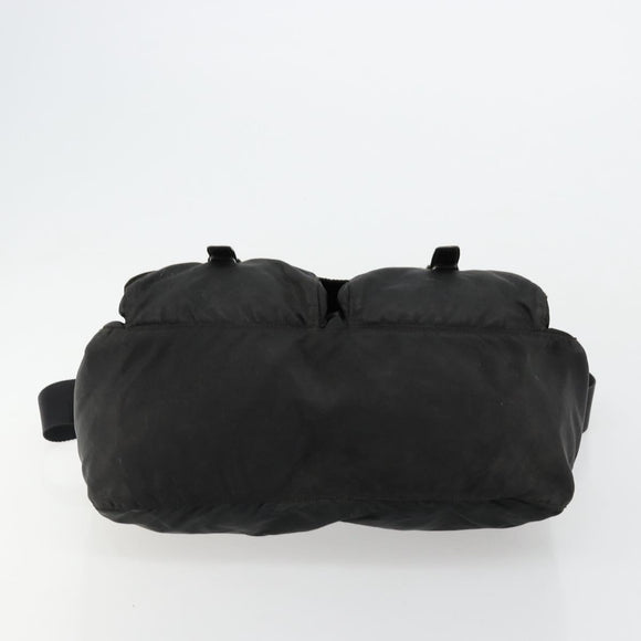 PRADA Shoulder Bag Nylon Black Silver Auth 176591