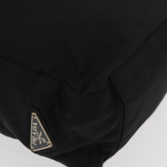 PRADA Tote Bag Nylon Black Silver Auth 176592