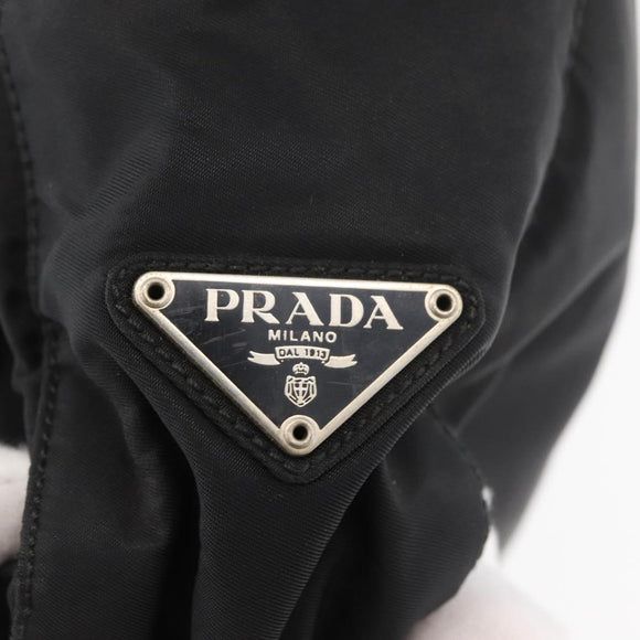 PRADA Tote Bag Nylon Black Silver Auth 176592
