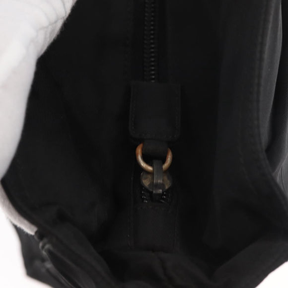 PRADA Tote Bag Nylon Black Silver Auth 176592