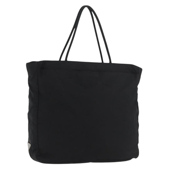 PRADA Tote Bag Nylon Black Silver Auth 176592
