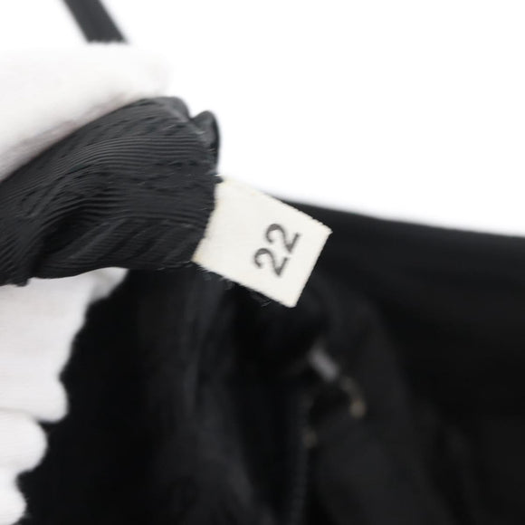 PRADA Tote Bag Nylon Black Silver Auth 176592