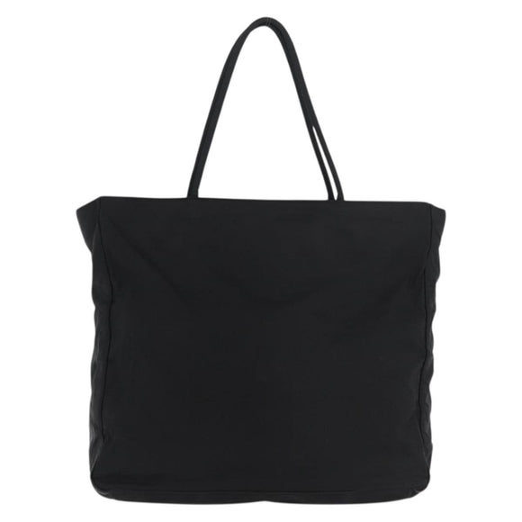 PRADA Tote Bag Nylon Black Silver Auth 176592
