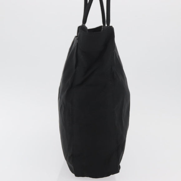 PRADA Tote Bag Nylon Black Silver Auth 176592