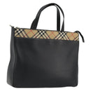 BURBERRY Tote Bag Leather Black Silver Auth 176594-1
