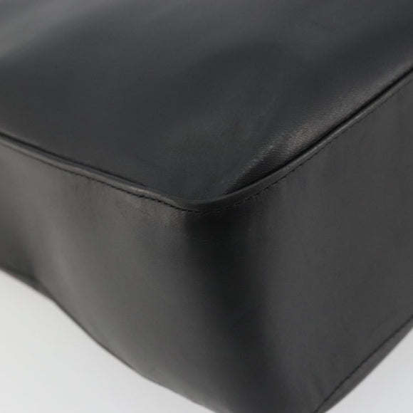 BURBERRY Tote Bag Leather Black Silver Auth 176594