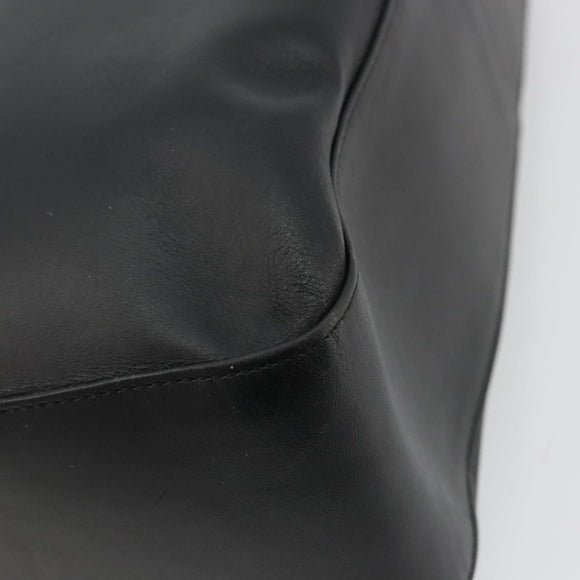 BURBERRY Tote Bag Leather Black Silver Auth 176594