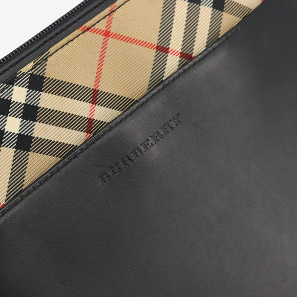 BURBERRY Tote Bag Leather Black Silver Auth 176594