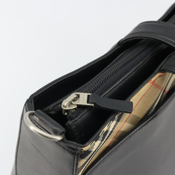 BURBERRY Tote Bag Leather Black Silver Auth 176594