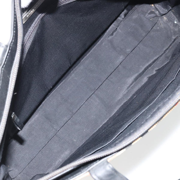 BURBERRY Tote Bag Leather Black Silver Auth 176594