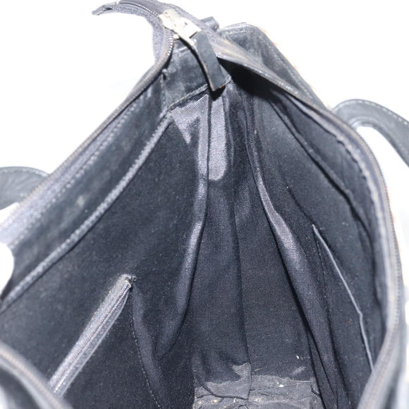 BURBERRY Tote Bag Leather Black Silver Auth 176594