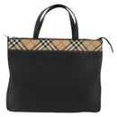 BURBERRY Tote Bag Leather Black Silver Auth 176594-2