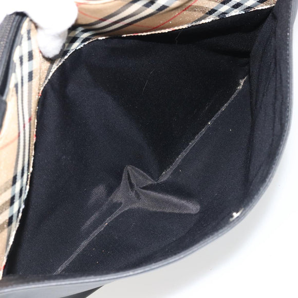 BURBERRY Tote Bag Leather Black Silver Auth 176594