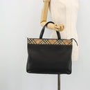 BURBERRY Tote Bag Leather Black Silver Auth 176594-23