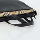BURBERRY Tote Bag Leather Black Silver Auth 176594-7