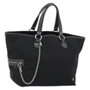 BURBERRY Blue Label Tote Bag Canvas Black Silver Auth 176595-1